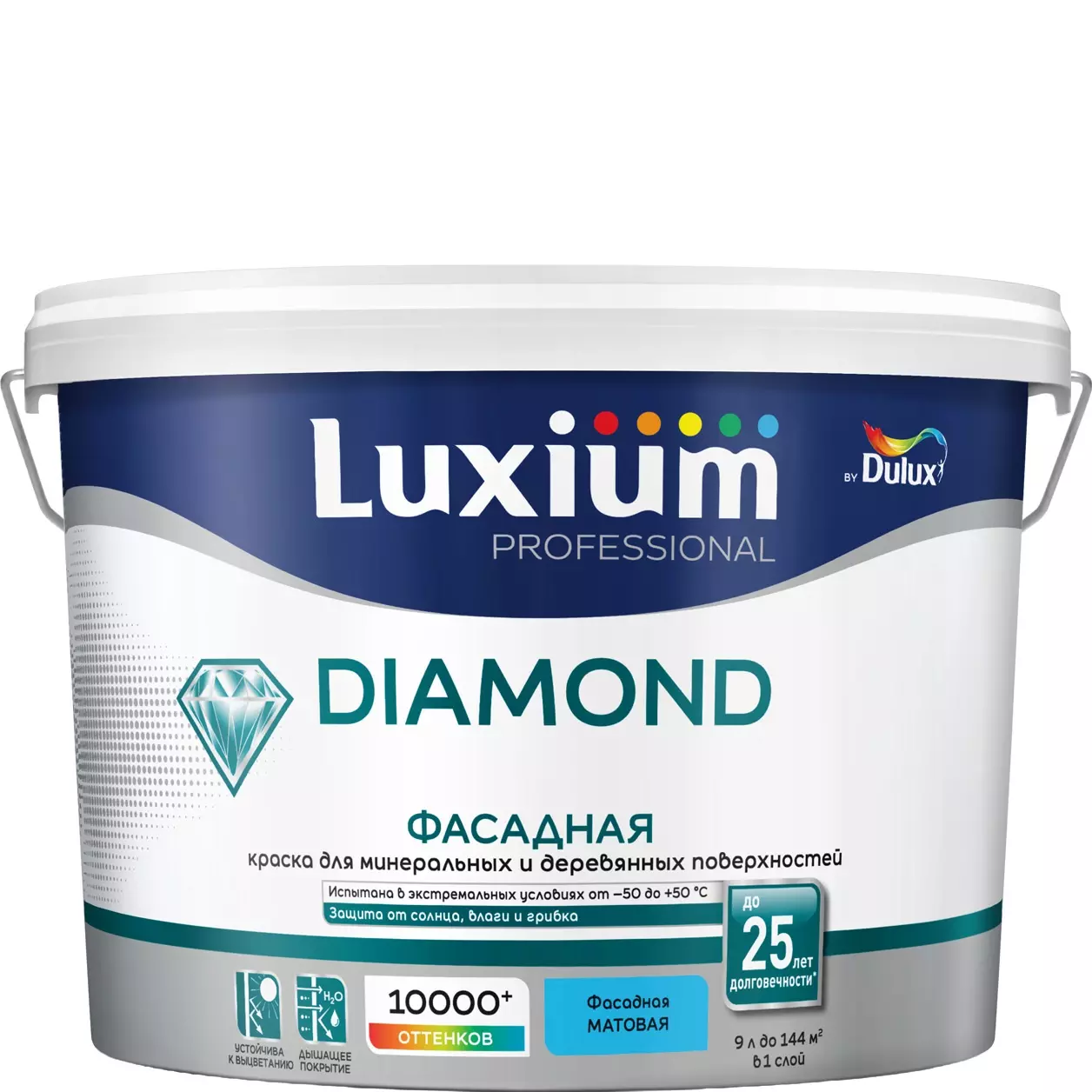 Фасадная краска Luxium (Dulux) Diamond Professional матовая бесцветный BC 9 л