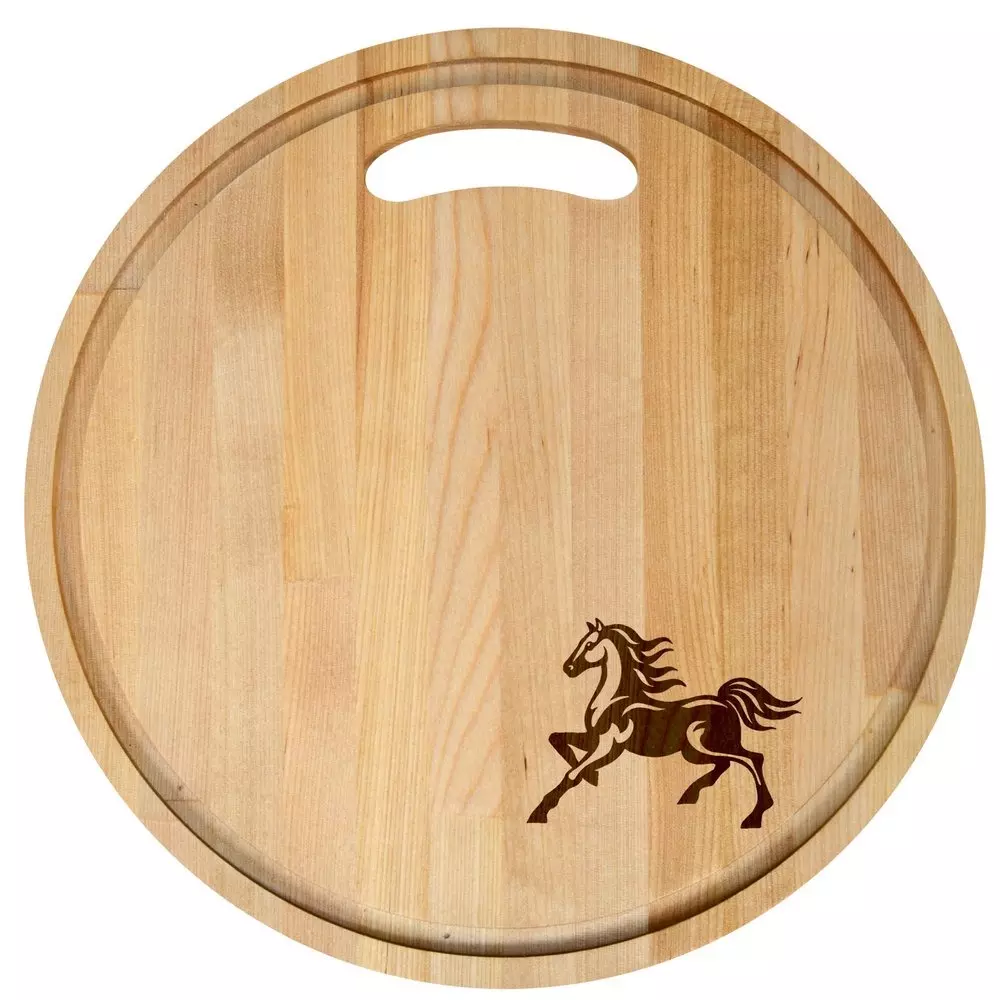 Разделочная доска 280х8 мм круглая, с желобками «Мустанг», береза, 18.238