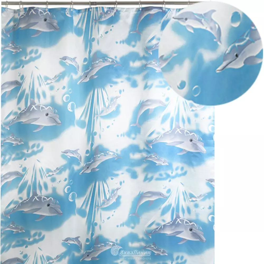 Штора для ванной Аквалиния (голубые дельфины) 09.020А-02