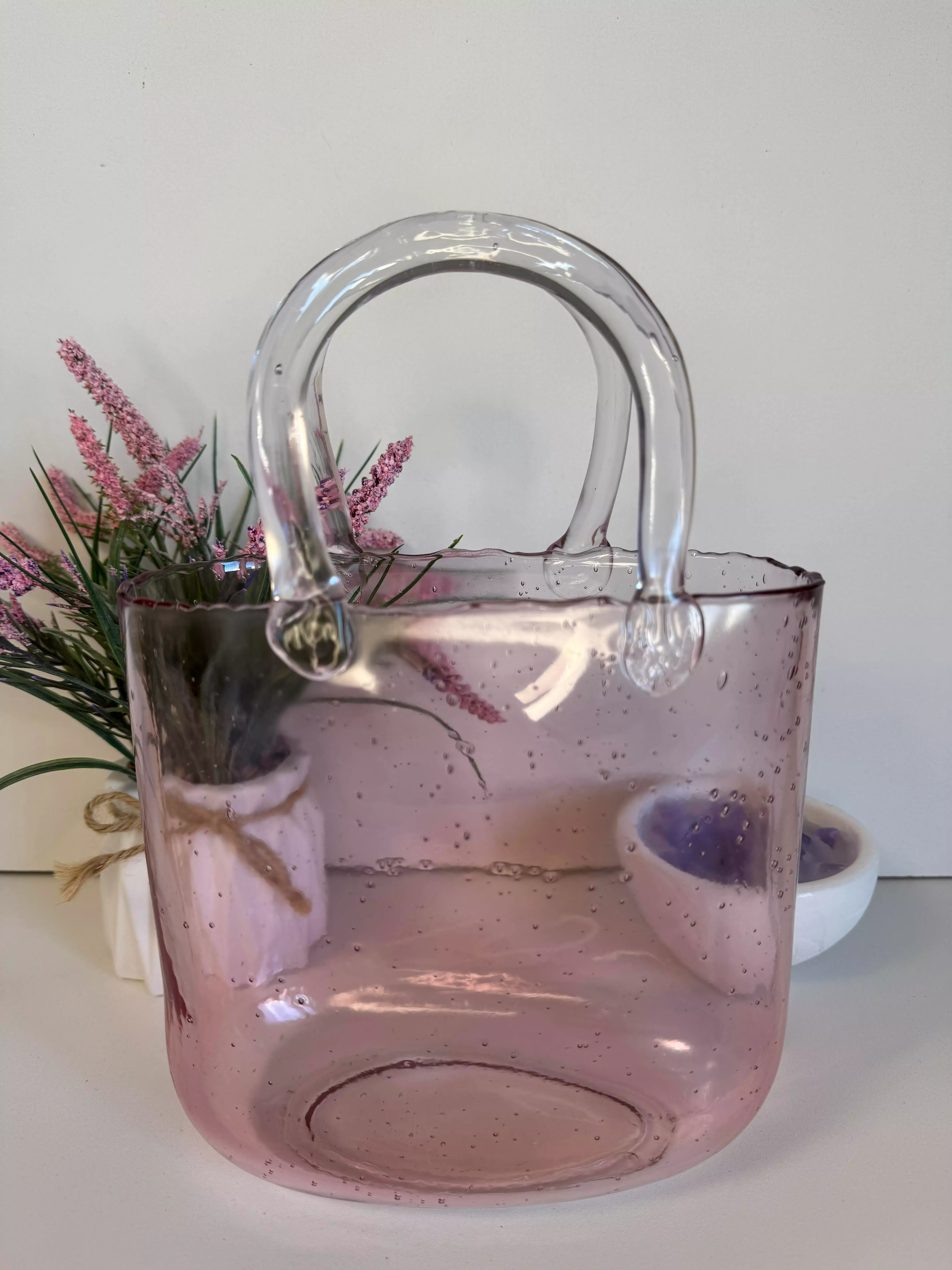 Ваза стекло розовое 19*10*27cm арт. 7177