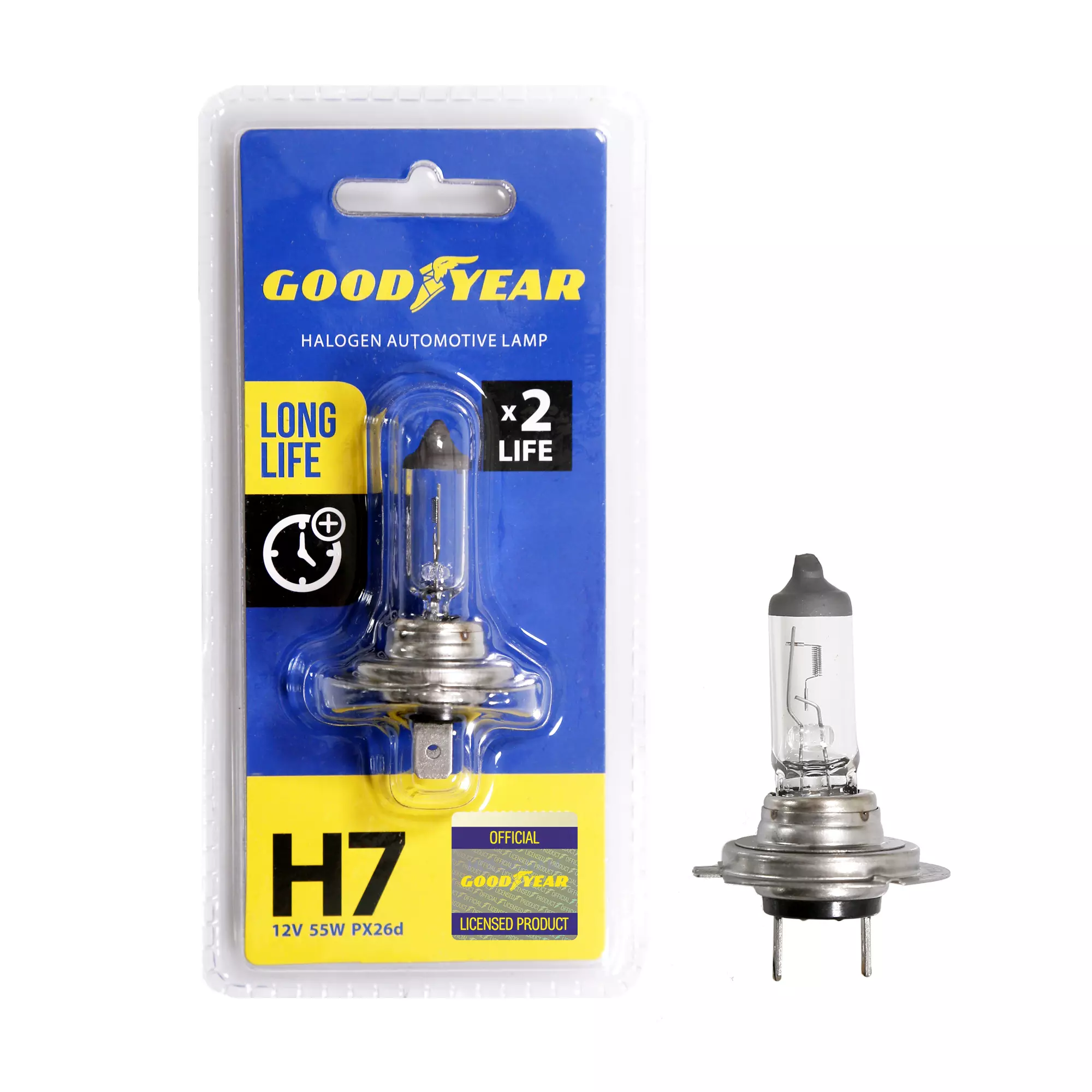 Лампа автомобильная галогеновая GY Н7 12V 55W PX26d Long Life Goodyear