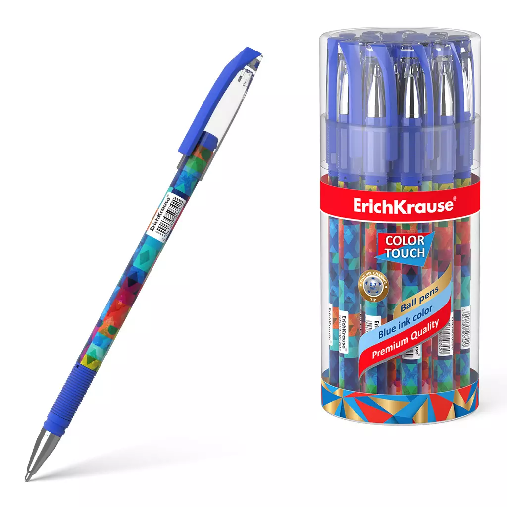 Шариковая ручка ErichKrause 50742 ColorTouch Patchwork, чернил синий