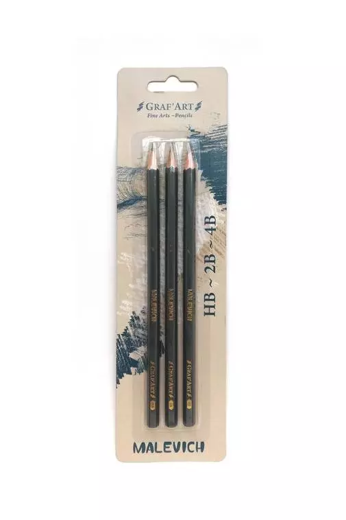 Простые карандаши Малевичъ Graf'Art, 3 шт HB. 2B, 4B
