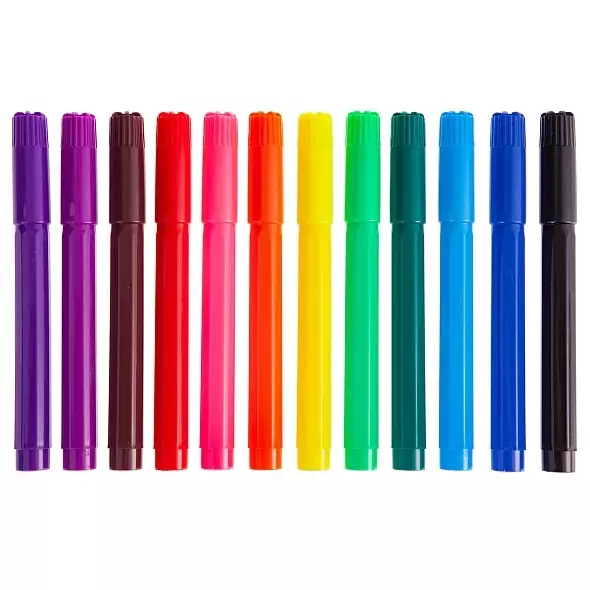 Фломастеры 12 цветов. "ДЖАМБО" Hatber, утолщён.корпус, в карт.короб