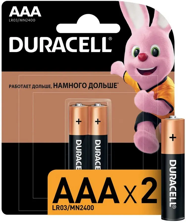 Батарейка алкалиновая DURACELL Basic AAA  1.5V LR03 2шт