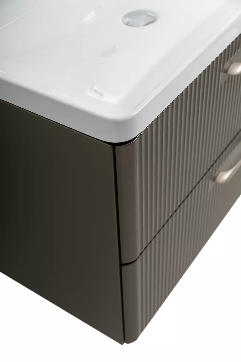 Подвесная тумба с раковиной BelBagno 80 см оружейная сталь DUE-800-2C-SO-GM-P+BB-8076-3-80+ 2 ручки RS006SN.4/160