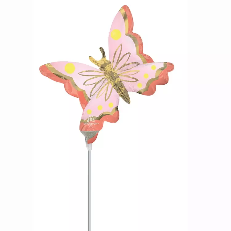 Шар фольгированный 30 см/12 Бабочка нежно-розовая 1206-1537
