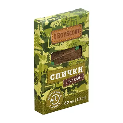 Спички длительного горения Вулкан BOYSCOUT 60 мм 10 шт 61034