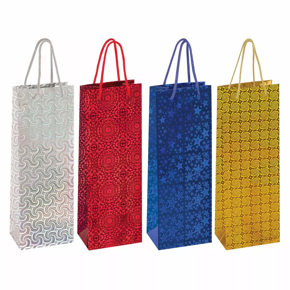 Подарочный пакет для бутылки 13х36х8 см Голография 606608