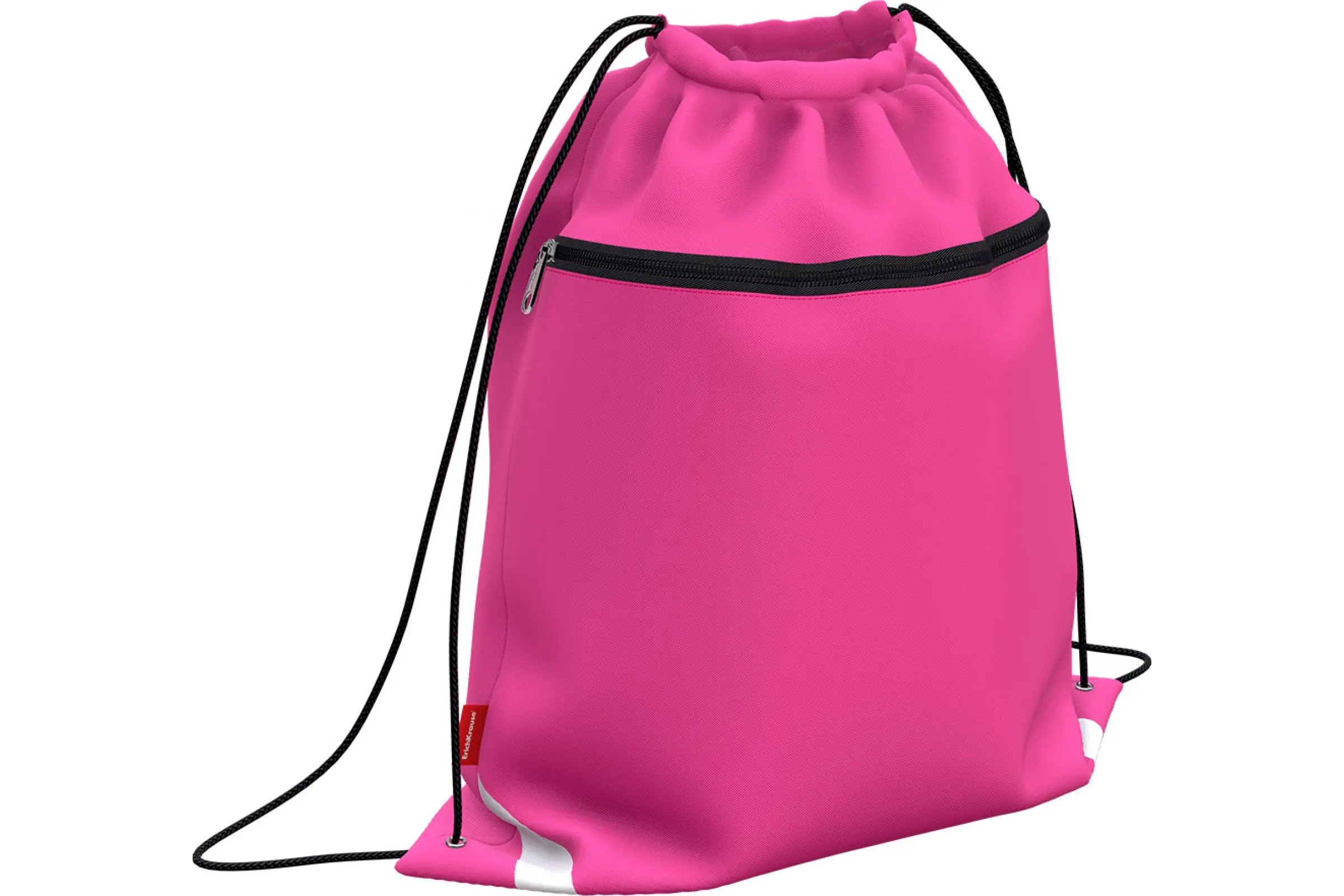 Мешок для обуви ErichKrause с карманом на молнии 500х410мм Neon Pink