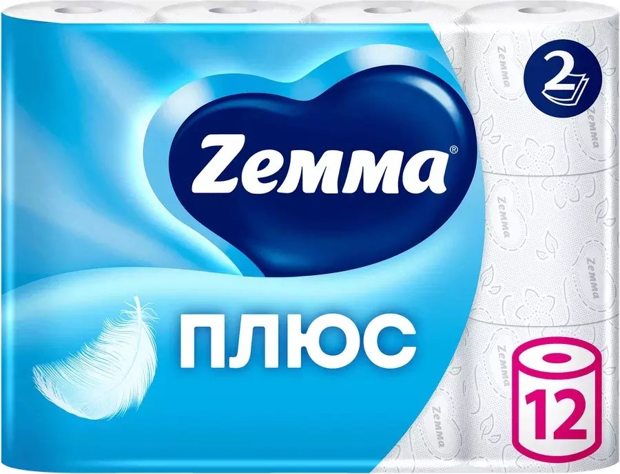 Туалетная бумага Zemma Плюс 2 слоя 12 рулонов