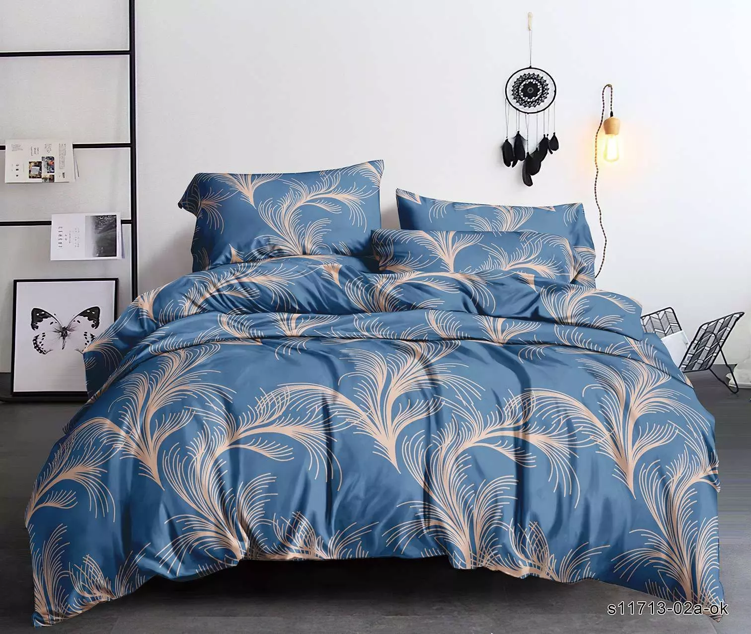 Постельное бельё 1,5 полисатин с наволочками 70*70 см 2 шт ветки Бояртекс