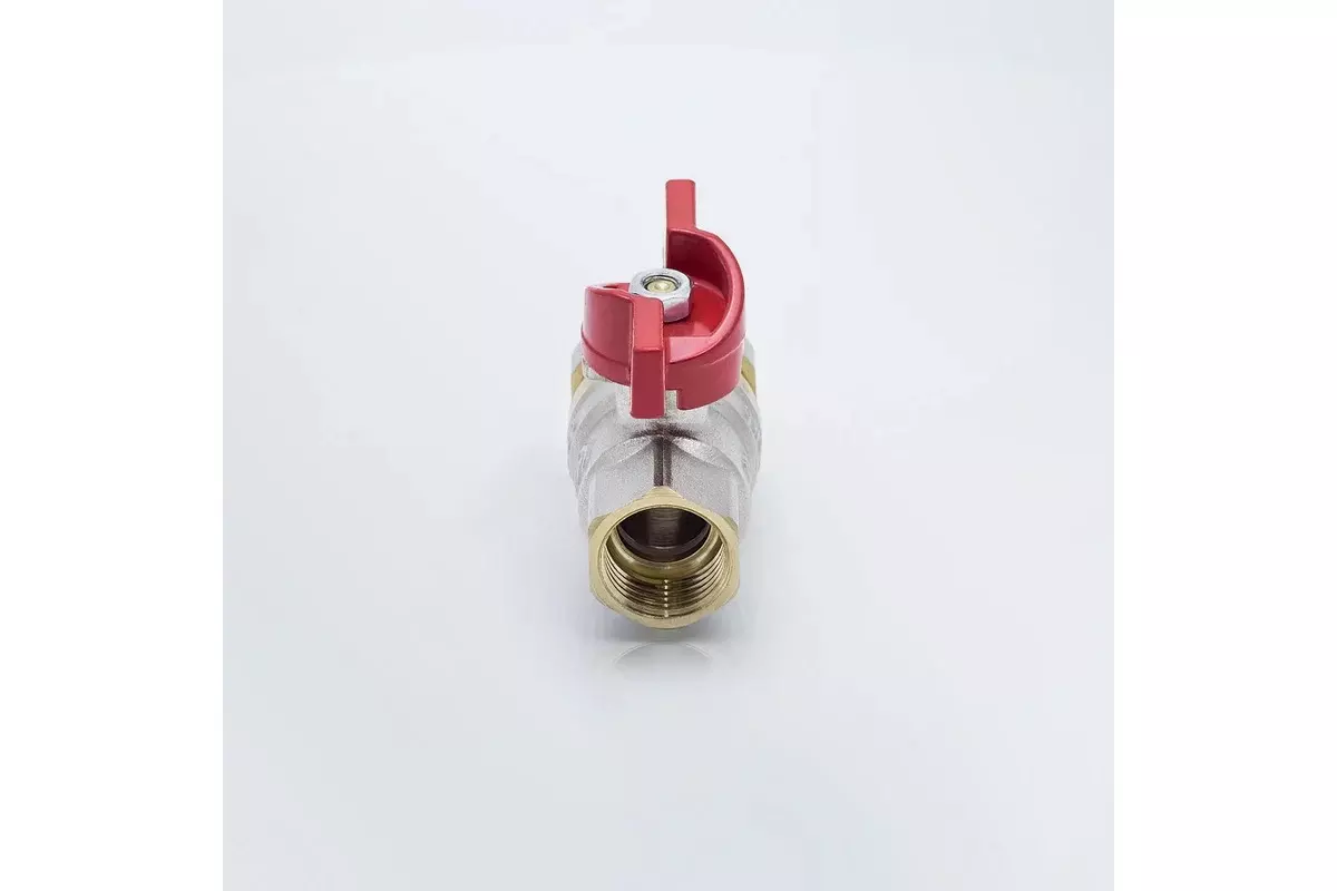 Кран шаровой полнопроходной 1/2&quot; ВР/американка, никель, бабочка красная, Aquasfera 1007-01
