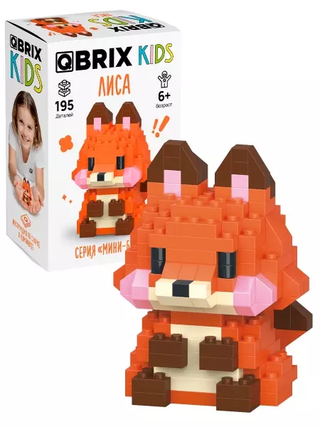 Конструктор 195 деталей Лиса серия "мини-блоки" QBRIX KIDS 32025