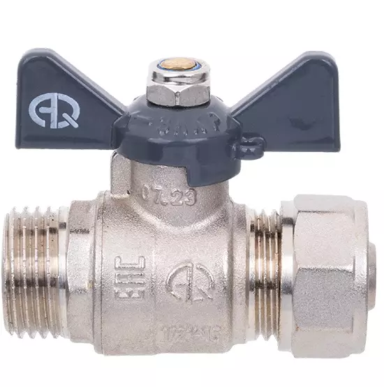 Кран шаровой для металлопластиковых труб 20х1/2&quot; ВР, бабочка черная, AQUALINK 02430