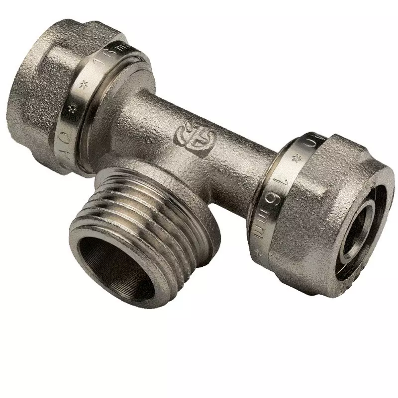 Тройник переходной для металлопластиковых труб 16х3/4"х16 НР, AQUALINK 00306