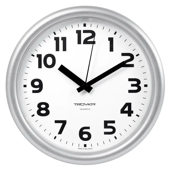 Часы настенные 245мм пластик серебристые TroykaTime 21270216
