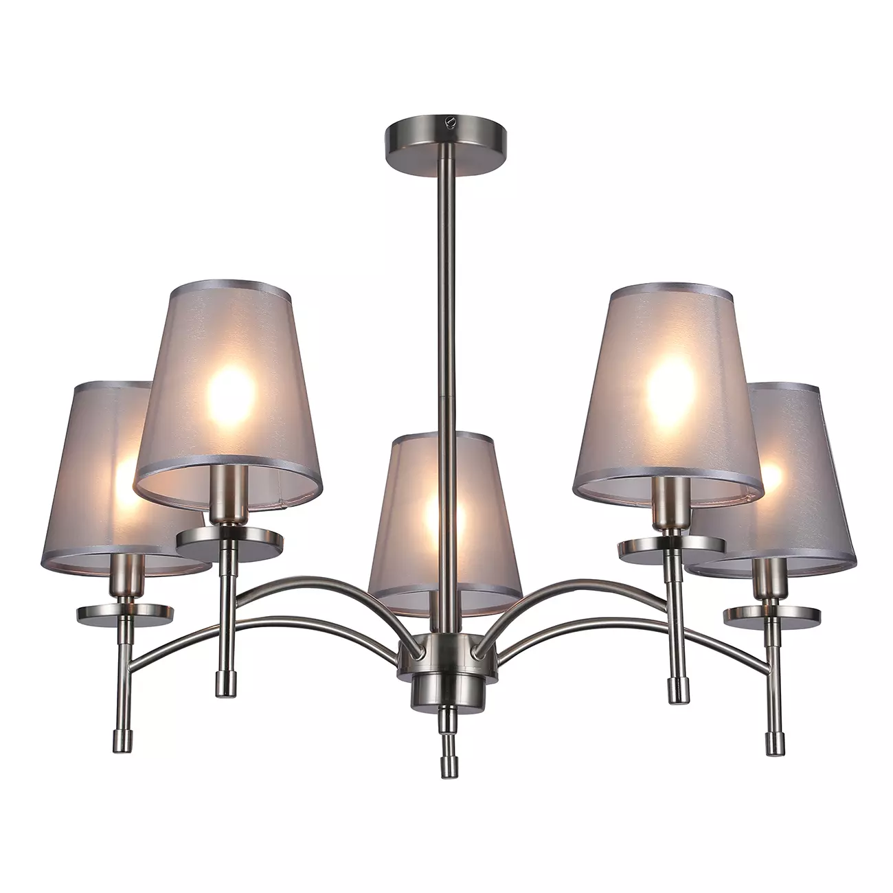 Люстра на штанге 5хЕ14 металл/ткань никель/серый Escada 694/5PL