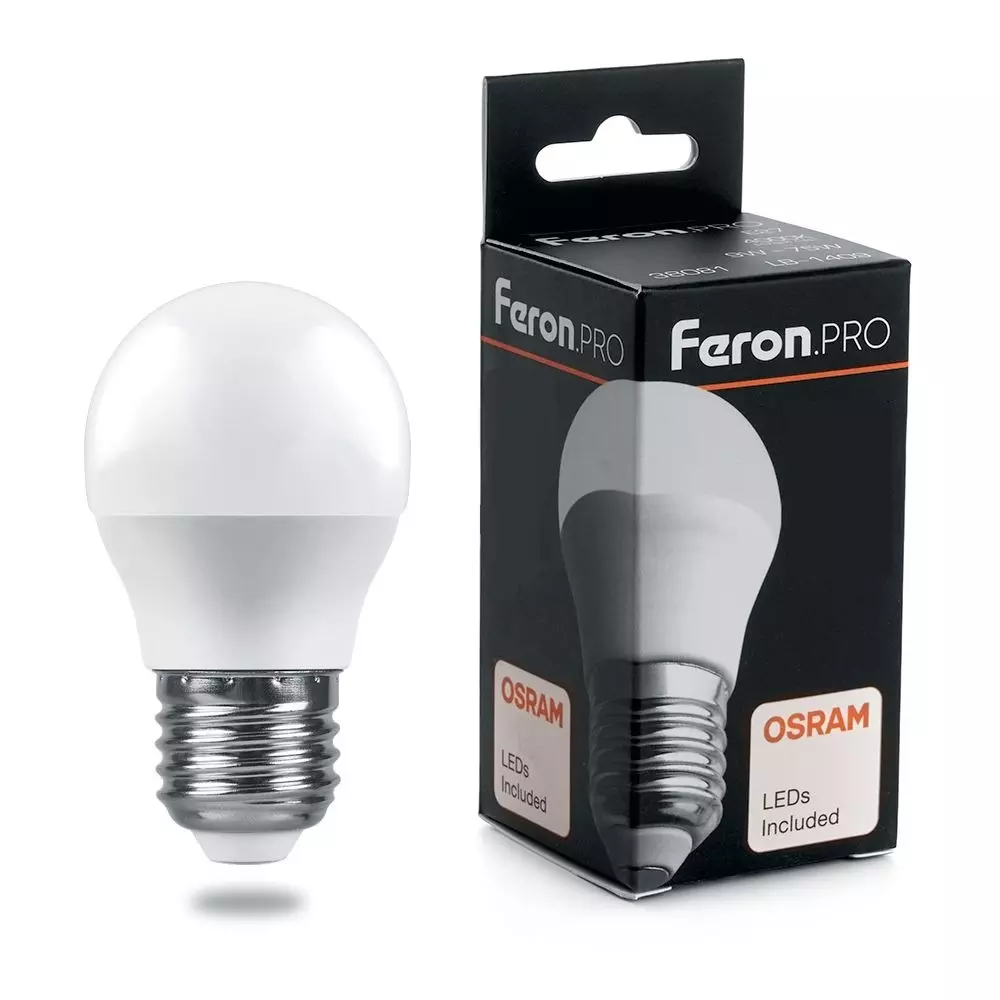 Лампа светодиодная Feron PRO Е27 230В 9Вт 6400К шар холодный