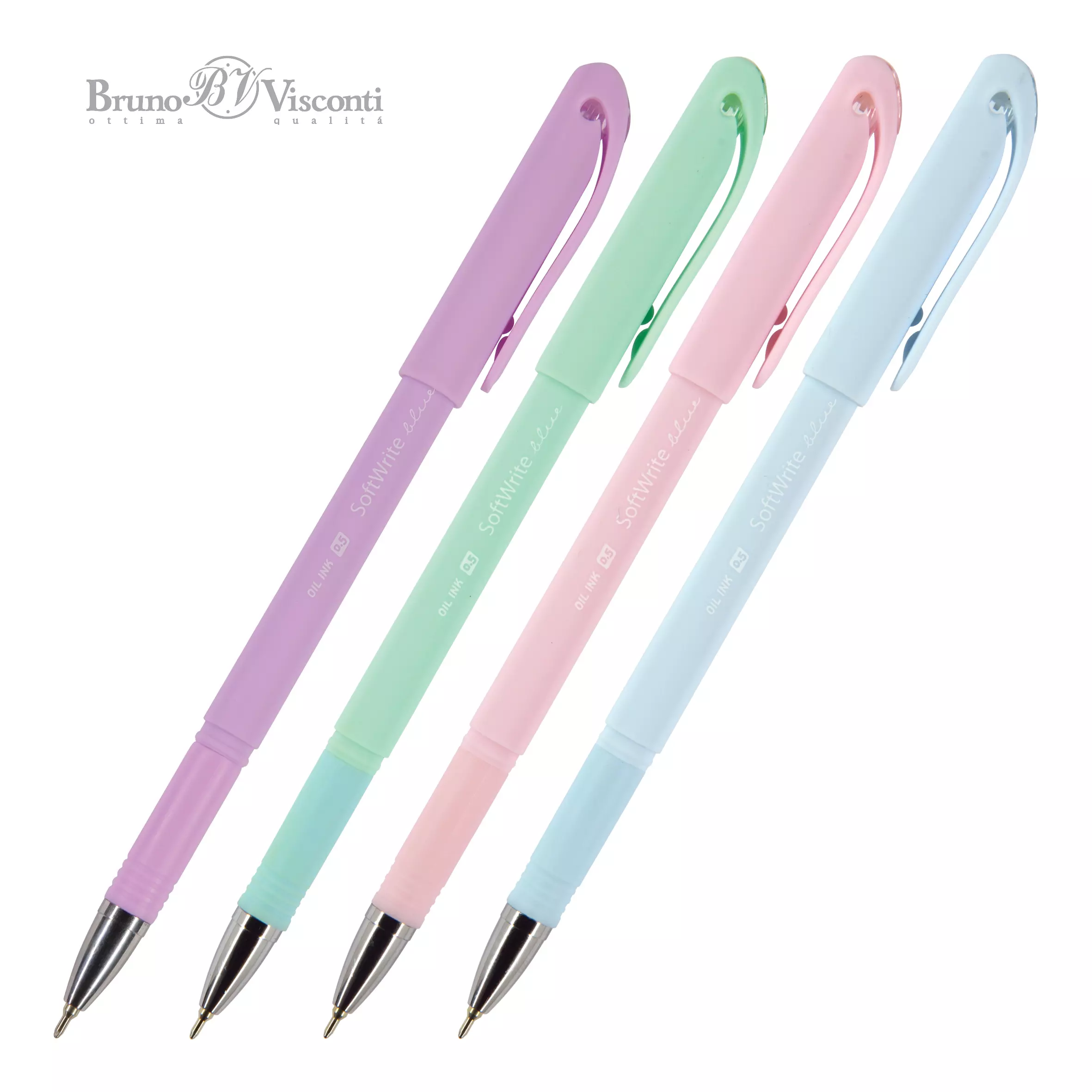 Ручка шариковая масляная BrunoVisconti SoftWrite Zefir, 0.5 мм, синяя (4 цвета корпуса)