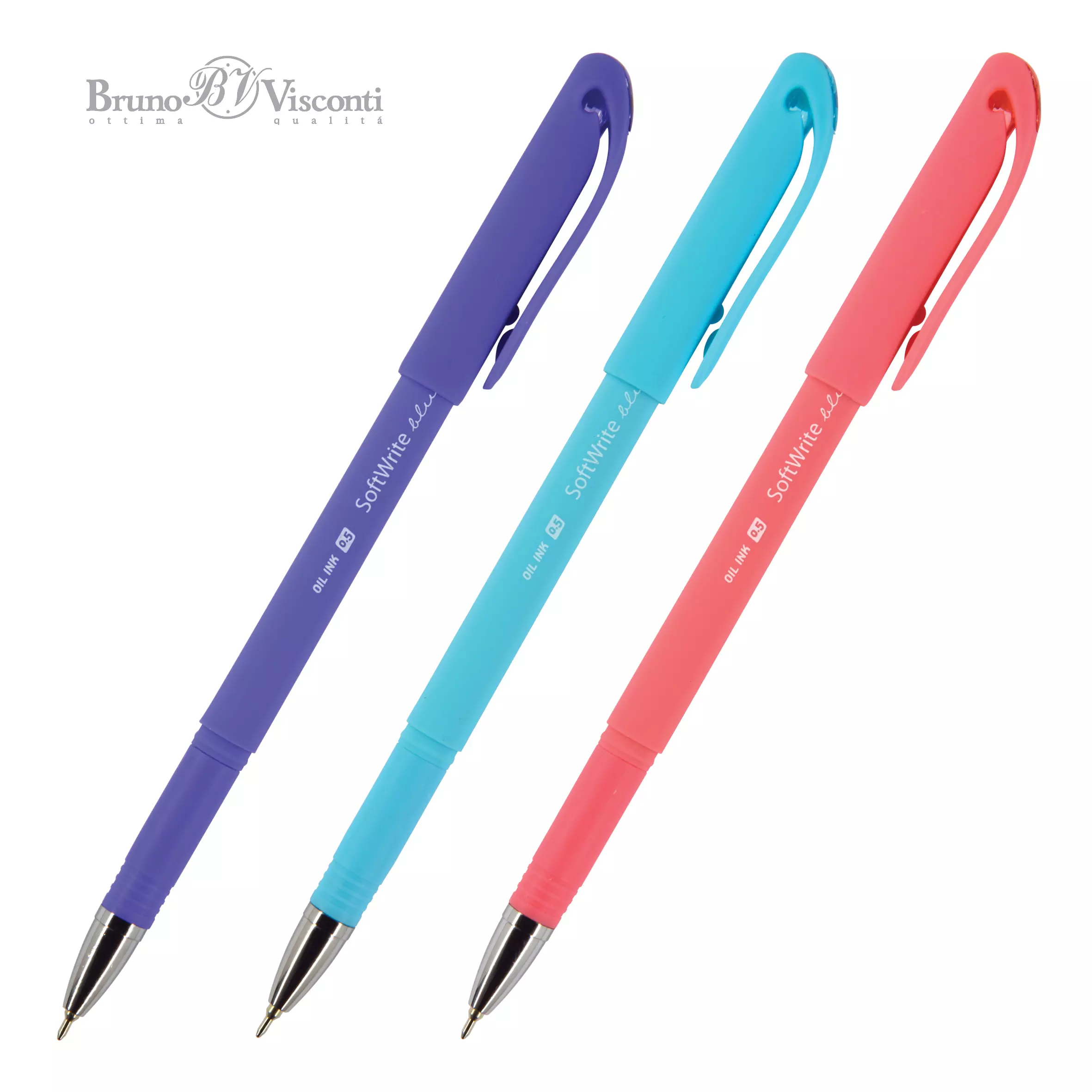 Ручка шариковая масляная BrunoVisconti SoftWrite.JOY, 0.5 мм, синяя (3  цвета корпуса)