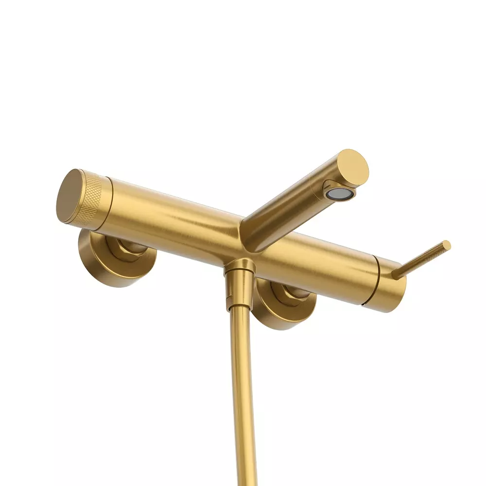 Смеситель для ванны и душа, брашированное золото CEZARES RELAX-VD-BORO с ручным душем, шлангом и держателем