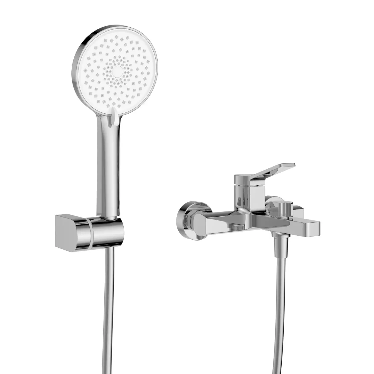 Смеситель для ванны и душа, хром BelBagno ALBANO-VASM-CRM с ручным душем, шлангом и держателем