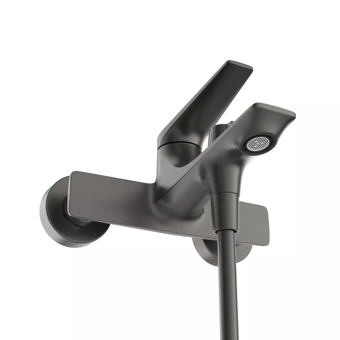 Смеситель для ванны и душа, оружейная сталь CEZARES LINER-VD-GM с ручным душем, шлангом и держателем