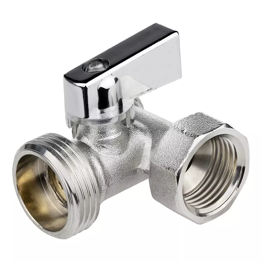 Кран шаровой трёхпроходной для бытовой техники 1/2&quot;х3/4&quot;х1/2&quot; в/НР, ник.лат.COMPACT,ГОСТ,MASTERPROF