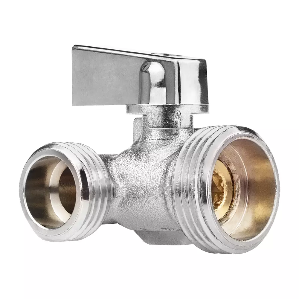 Кран шаровой трёхпроходной для бытовой техники 1/2&quot;х3/4&quot;х1/2&quot; в/НР, ник.лат.COMPACT,ГОСТ,MASTERPROF