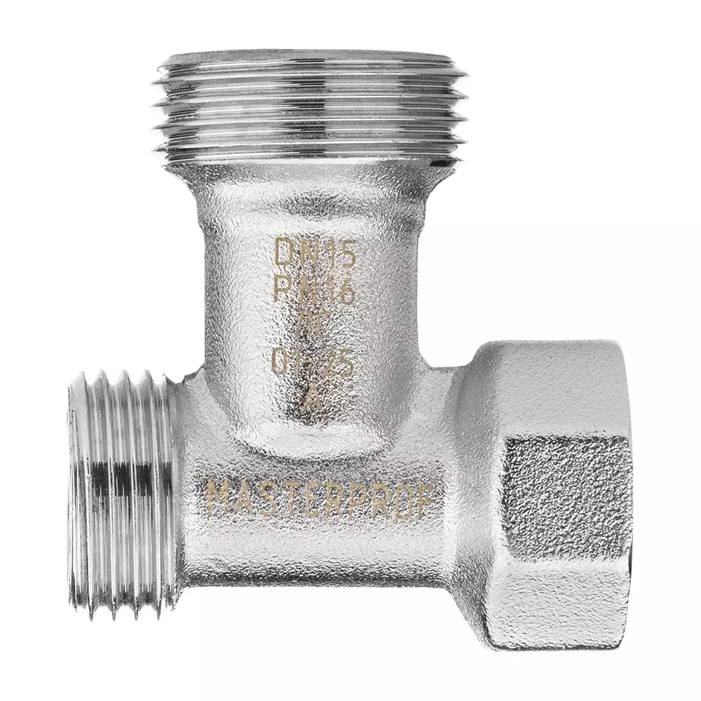 Кран шаровой трёхпроходной для бытовой техники 1/2&quot;х3/4&quot;х1/2&quot; в/НР, ник.лат.COMPACT,ГОСТ,MASTERPROF