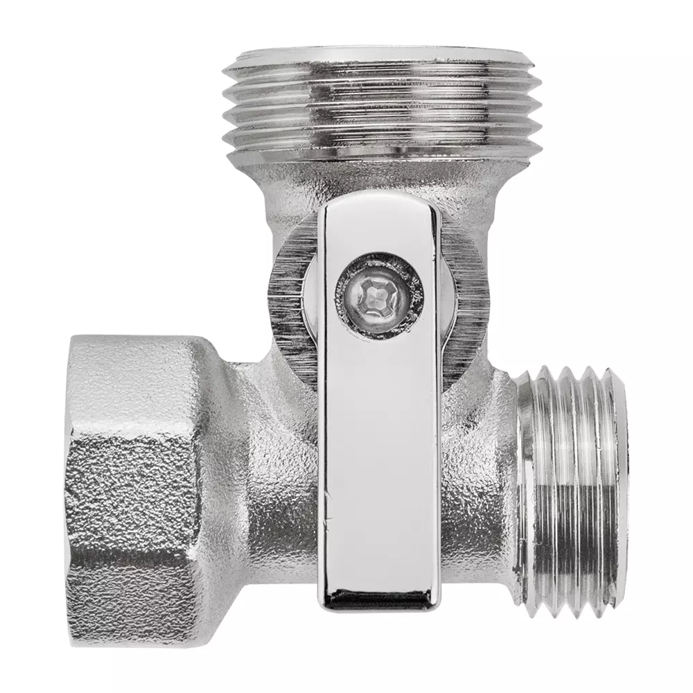 Кран шаровой трёхпроходной для бытовой техники 1/2&quot;х3/4&quot;х1/2&quot; в/НР, ник.лат.COMPACT,ГОСТ,MASTERPROF