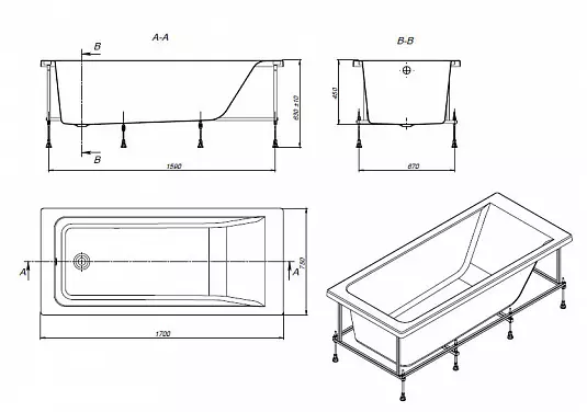 Акриловая ванна Roca Easy 170х75см без ножек ZRU9302899