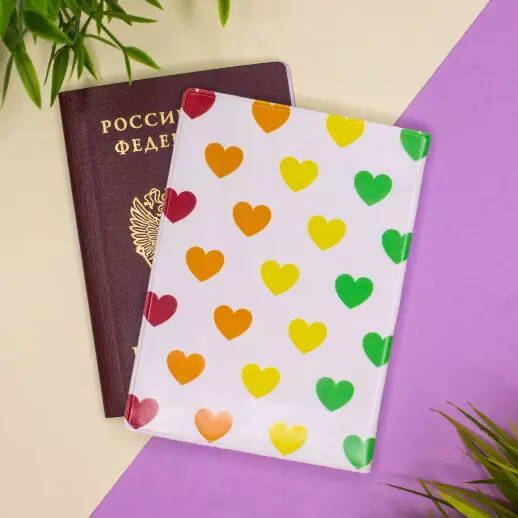 Обложка для паспорта Multicolored hearts