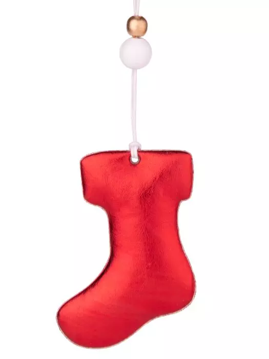 Новогоднее подвесное украшение Красный носочек из полиуретана / 7x1,5x9,2см 86370