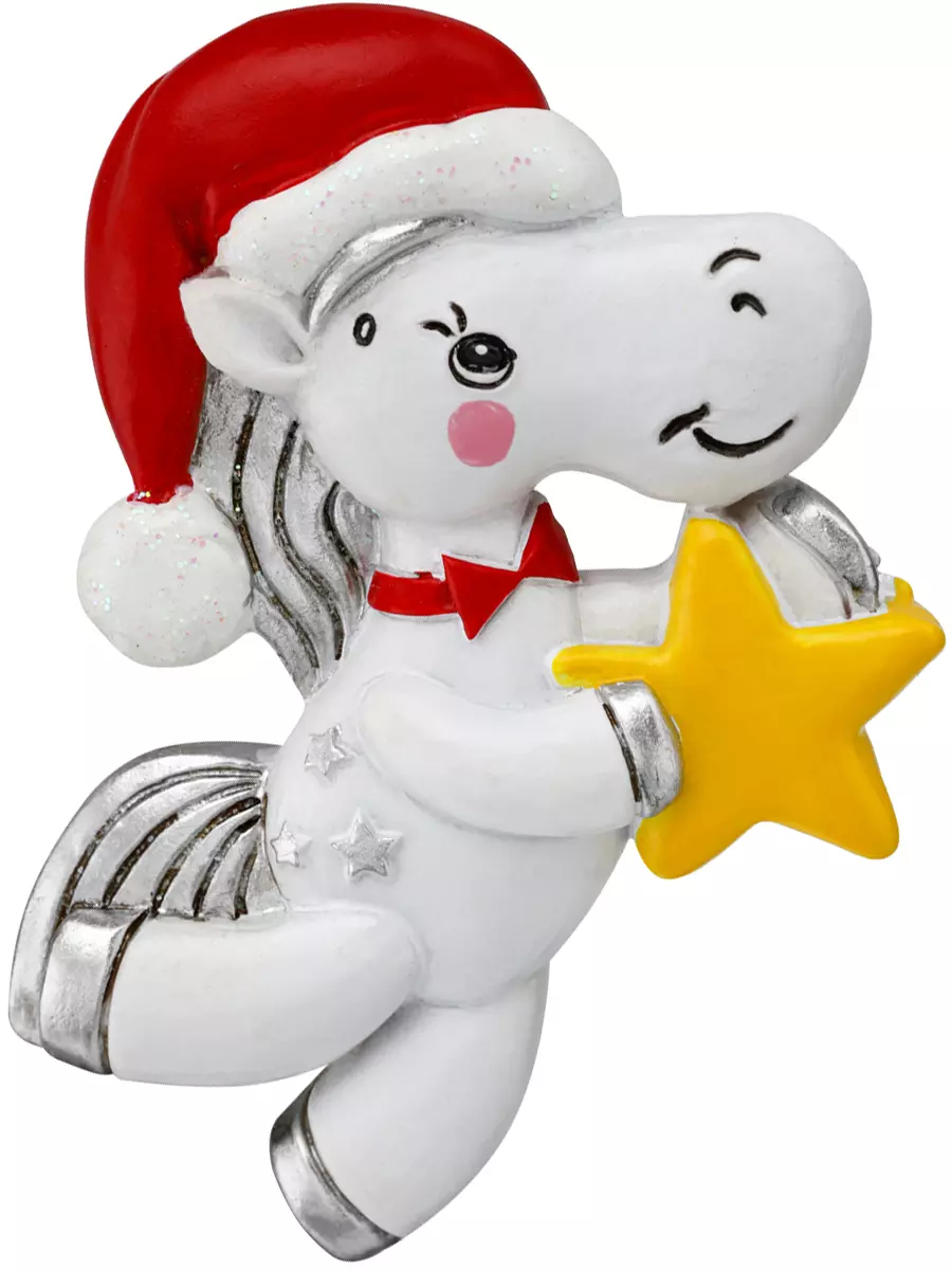 Новогодний магнит из полирезины Лошадка со звездой 7 см НУ-2541