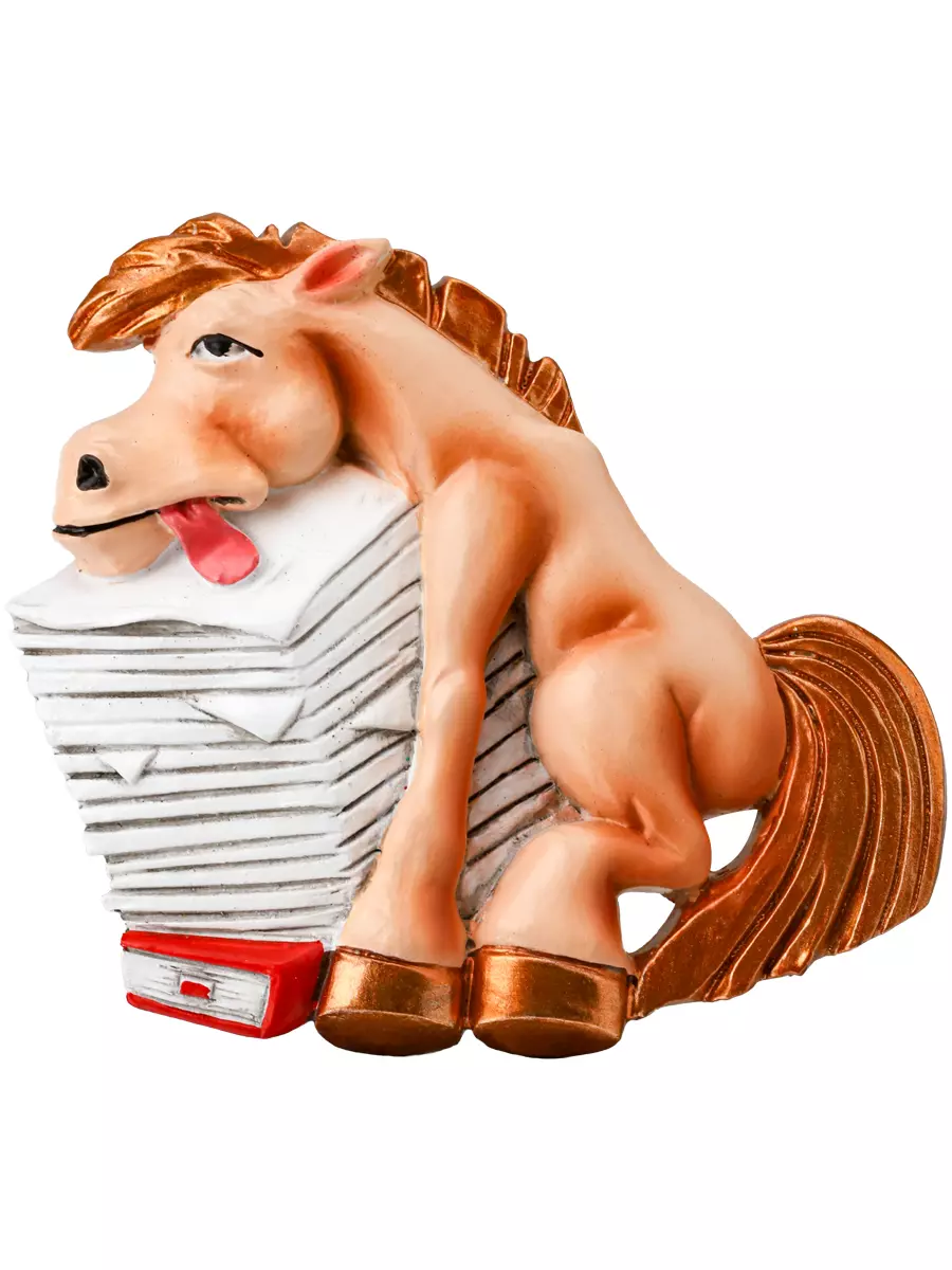 Новогодний магнит из полирезины От работы кони дохнут 7 см НУ-2549