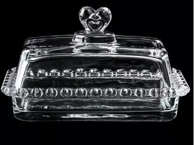 Масленка 17х11 см, стеклянная, с крышкой (сердечко), TP-F9407XX
