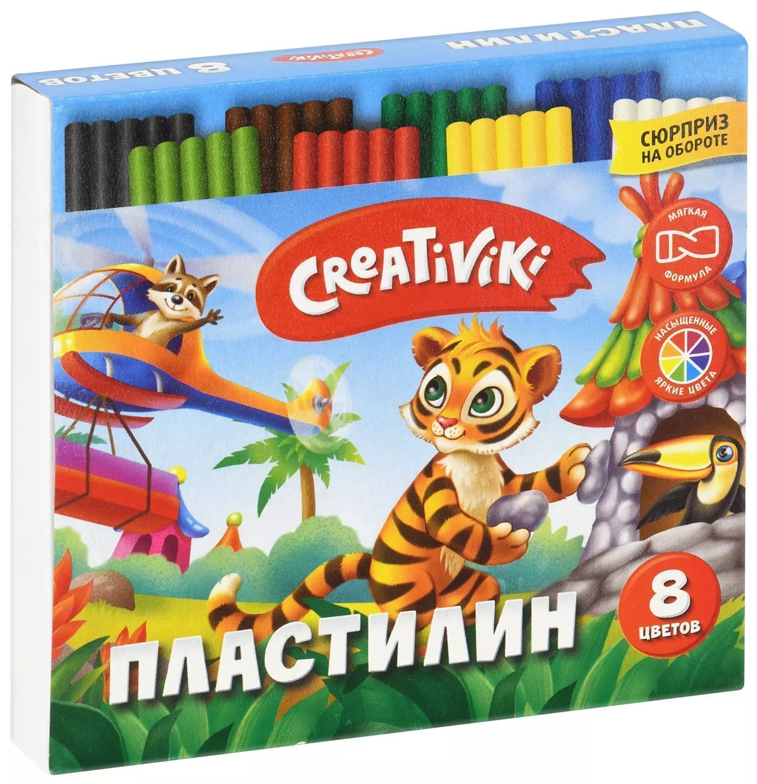Пластилин Creativiki 8 цв. 120 г ассорти со стеком