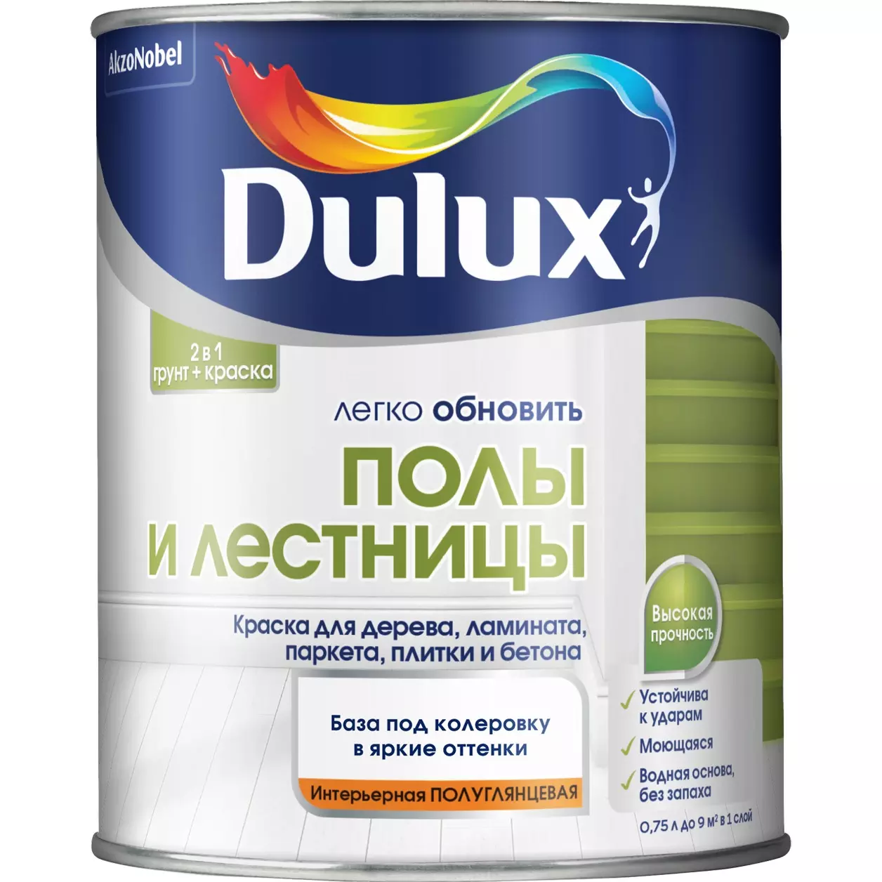 Краска Dulux Полы и Лестницы полуглянцевая бесцветный BC 0,75 л