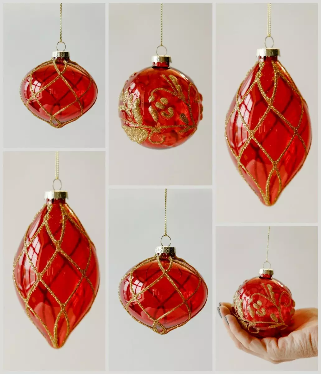 Елочные украшения стекло (12 шт) Волшебство на ветках VNV23/12-99