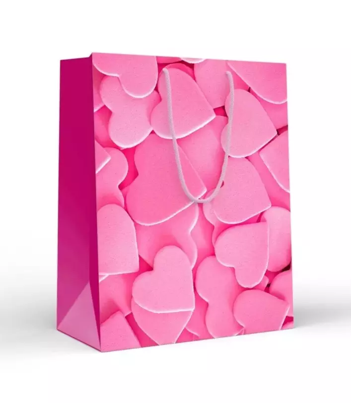 Пакет подарочный (L) Розовые сердечки 15.18.02255