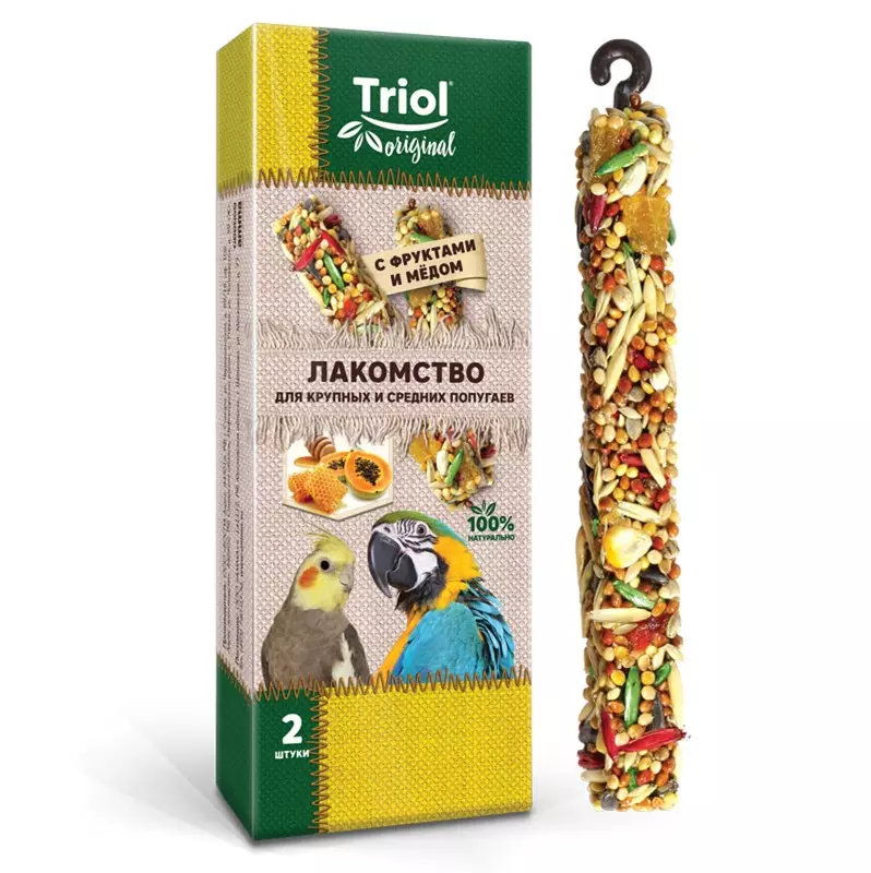 Палочки для попугаев с фруктами и мёдом 55г Triol Original