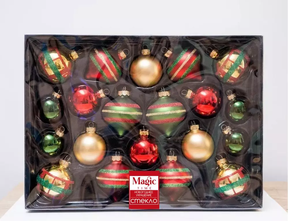 Новогоднее подвесное украшение из стекла, набор из 20 шт / 30x24x6,5см 95977