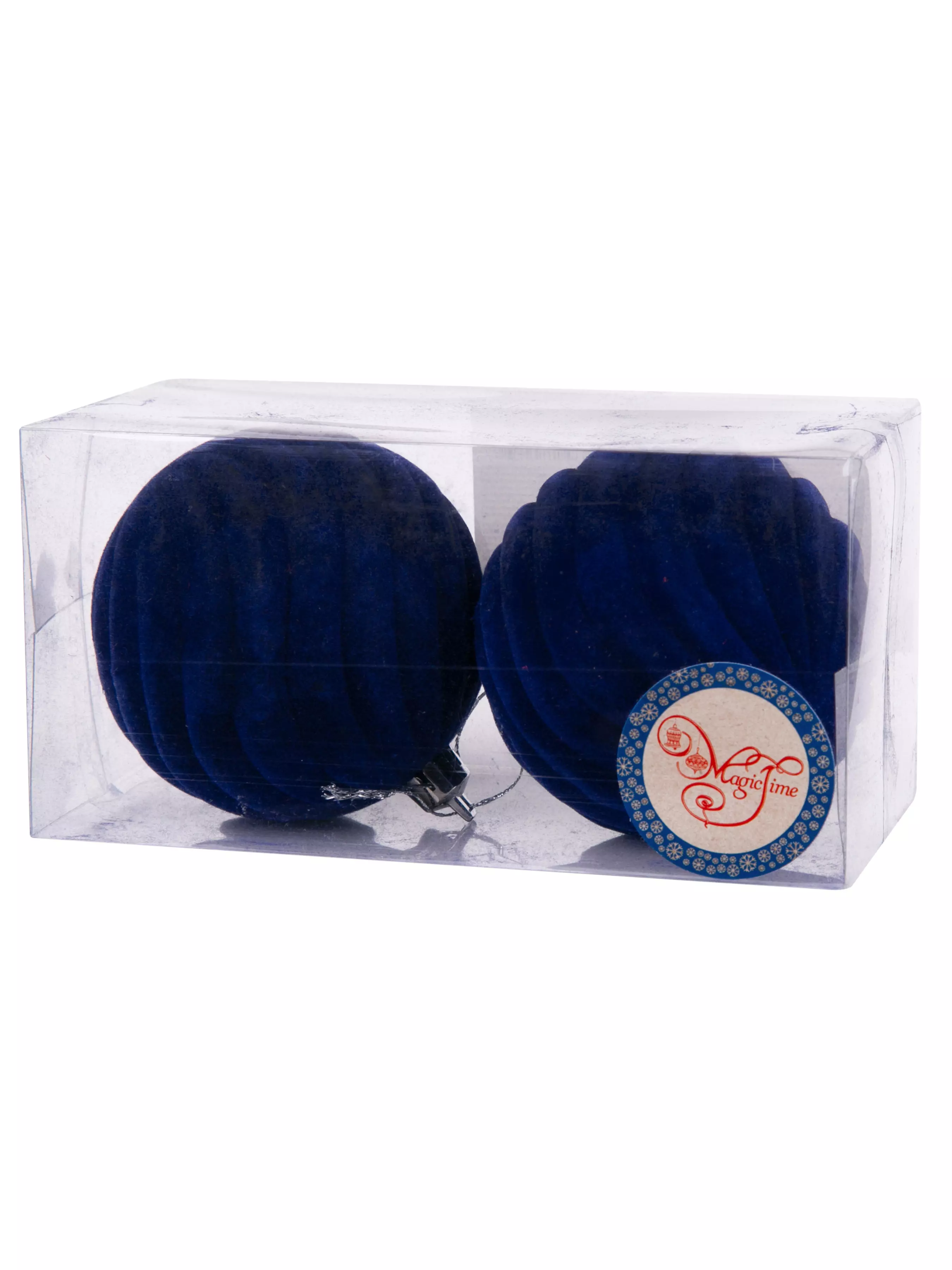 Новогоднее подвесное украшение Шары волны синий бархат набор из 2 шт / 8x8x8см 81896