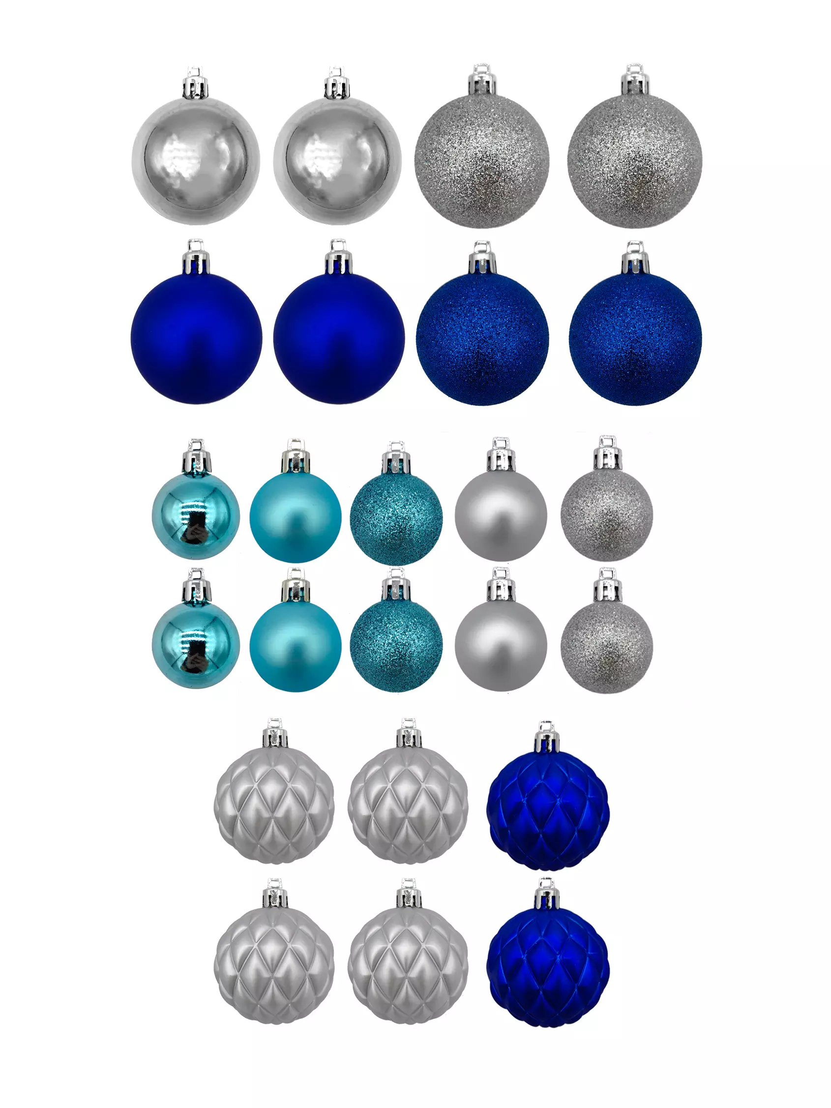 Новогоднее подвесное украшение из полистирола Синий, Серебр, набор из 24 шт  6x30x20см 96259