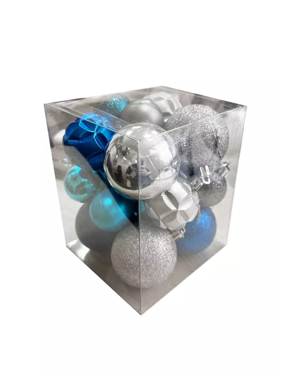 Новогоднее подвесное украшение из полистирола Синий, Серебр, набор из 24 шт  6x30x20см 96259