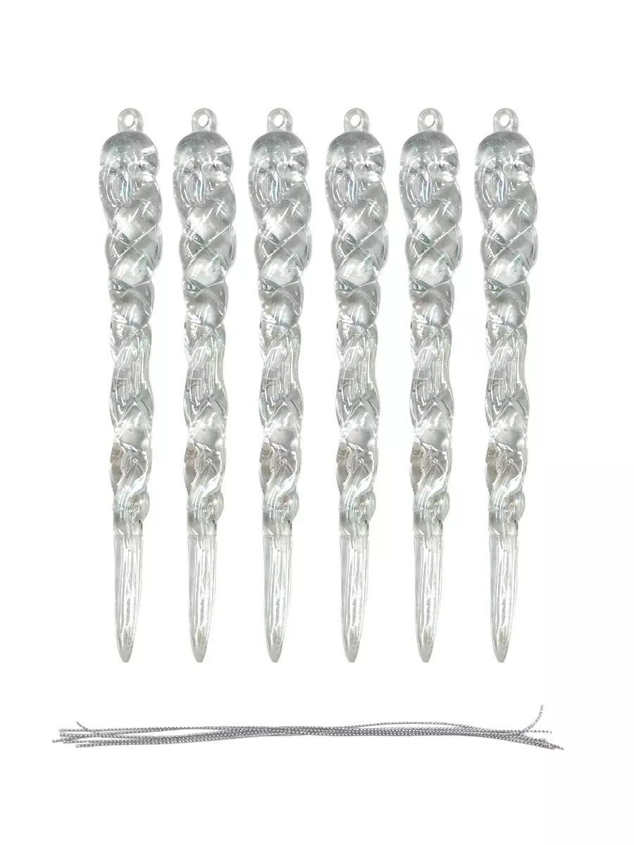 Новогоднее подвесное украшение из полистирола, 6 шт в наборе / 12,4х1,5х1см 94665