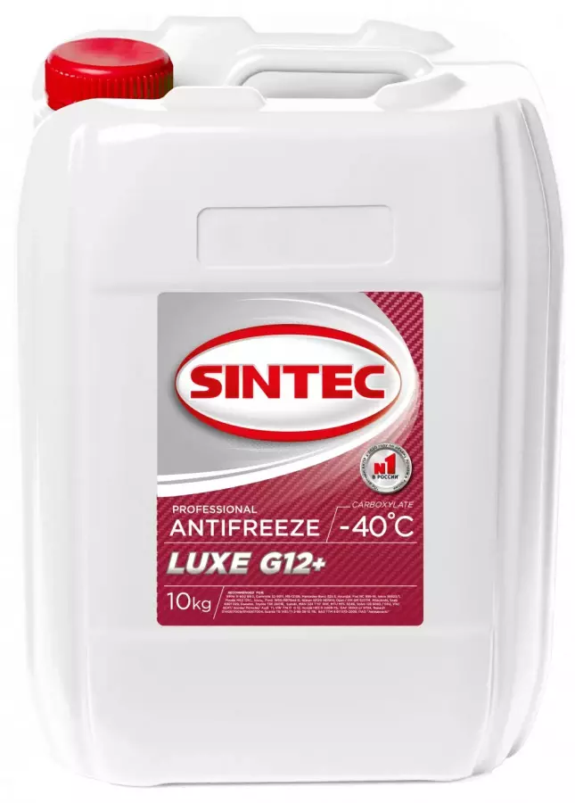 Антифриз Sintec LUX G12 -40С, 10 кг, красный, арт. 614504