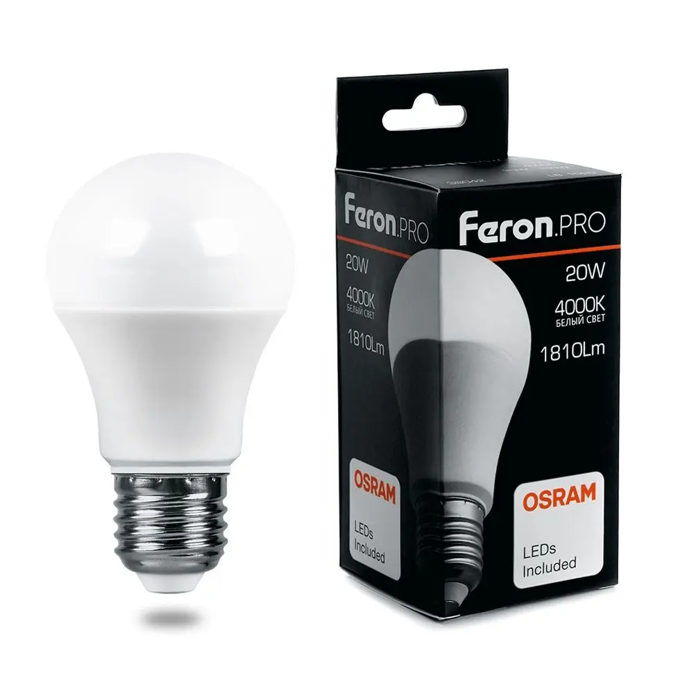 Лампа светодиодная Feron Е27 230В 17Вт 6400K груша холодный